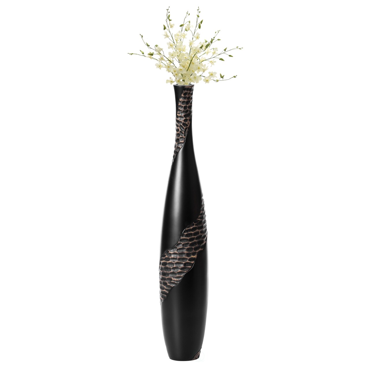 Contemporary Bottle Shape Decorative Floor Vase, Brown with Cobbled Stone Pattern